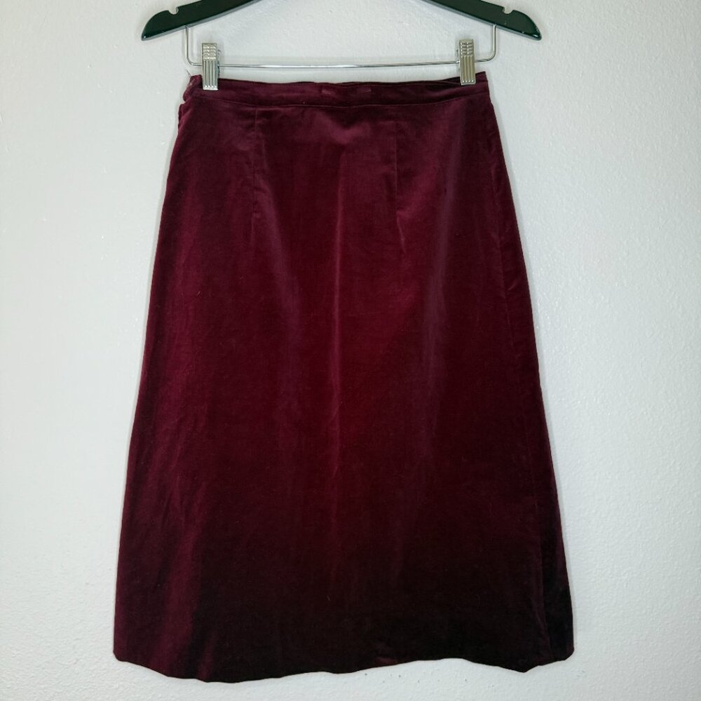 PRICE FIRM Vintage 70s The Rogue Maroon Velvet Pencil Skirt | Size Small - Picture 7 of 8